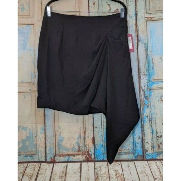 Vince Camuto Womens Size 8 Rich Black Handkerchief Short Mini Skirt With Ruffles - Picture 1 of 6